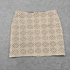 Opus Skirt Womens 40 Beige Ravenna Jacquard Geometric Tweed Mini Lined Wool